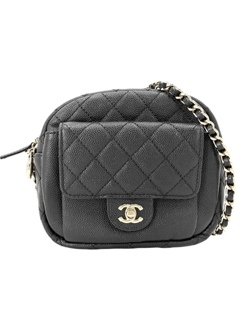 Chanel Shoulder Bag Quilted Chain Pochette Crossbody CC Logo Caviar Leather